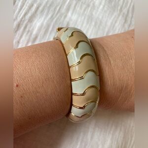 J. Crew Enameled Hinged Bracelet with Safety‎ Chain